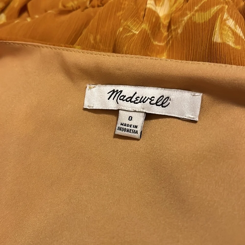 MADEWELL Tonal Botanical ruffle-sleeve floral print midi dress size 0 like new